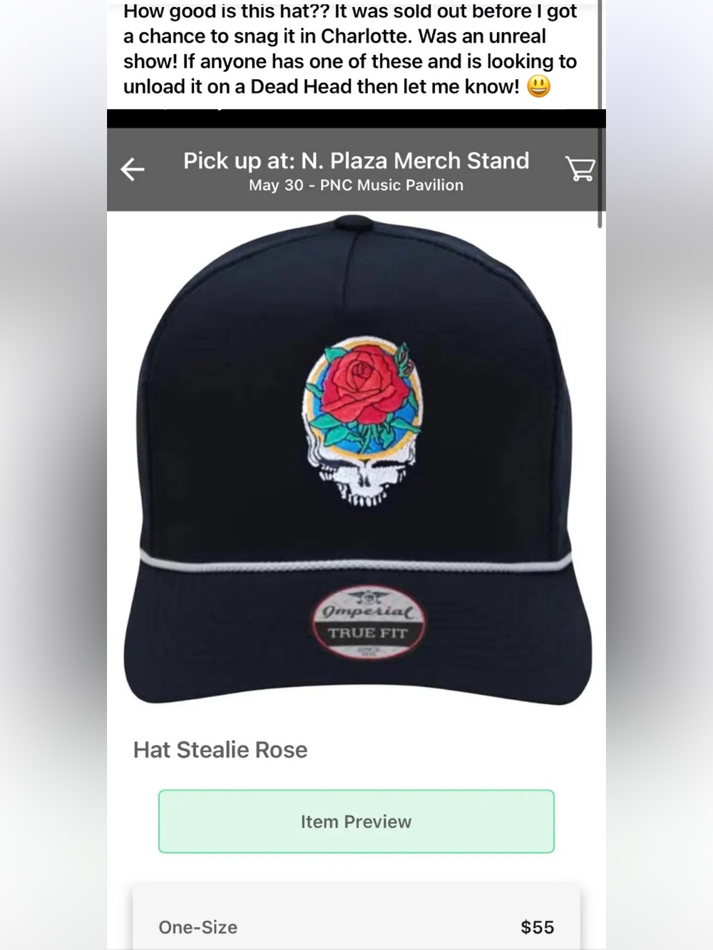 Grateful Dead The Final Tour DEAD END 2023 Stealie Rose Rope Hat - Picture 5 of 16